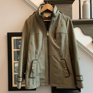 Michael Kors Olive Military Jacket with Hidden Rain Hood sz   S